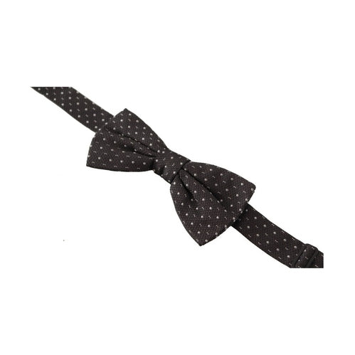 Dolce & Gabbana Gray Polka Dot 100% Silk Neck Papillon Tie
