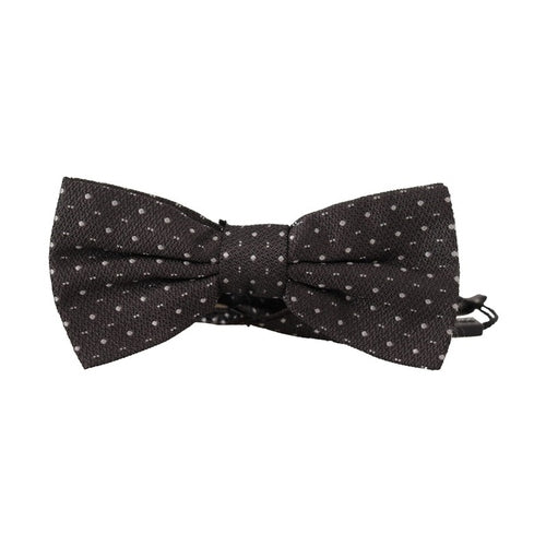 Dolce & Gabbana Gray Polka Dot 100% Silk Neck Papillon Tie