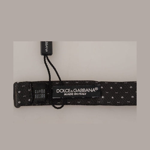 Dolce & Gabbana Gray Polka Dot 100% Silk Neck Papillon Tie