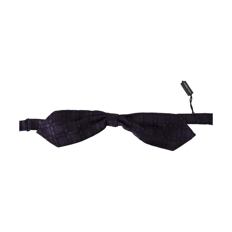 Dolce & Gabbana Blue Geometric Silk Adjustable Neck Papillon Tie