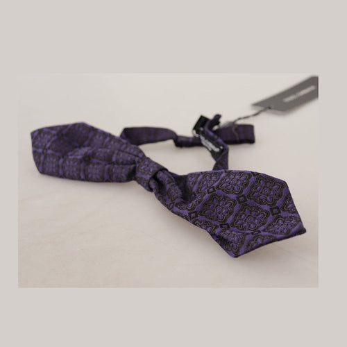 Dolce & Gabbana Blue Geometric Silk Adjustable Neck Papillon Tie