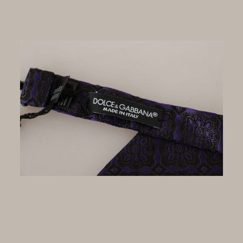 Dolce & Gabbana Blue Geometric Silk Adjustable Neck Papillon Tie