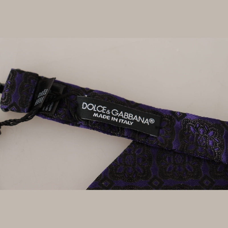 Dolce & Gabbana Blue Geometric Silk Adjustable Neck Papillon Tie