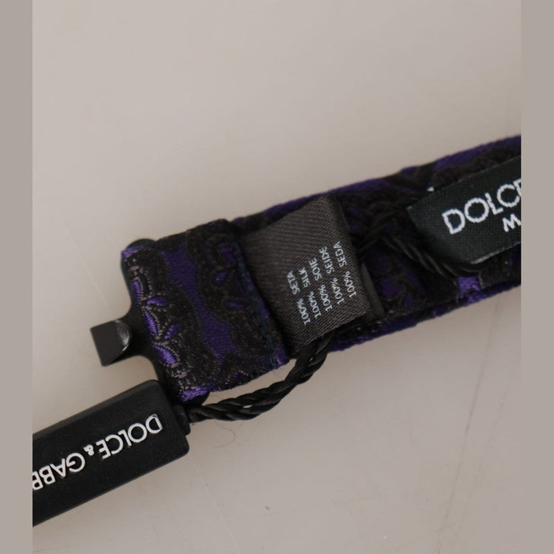 Dolce & Gabbana Blue Geometric Silk Adjustable Neck Papillon Tie