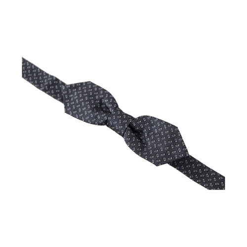 Dolce & Gabbana Blue Gray Polka Dot 100% Silk Neck Papillon Tie