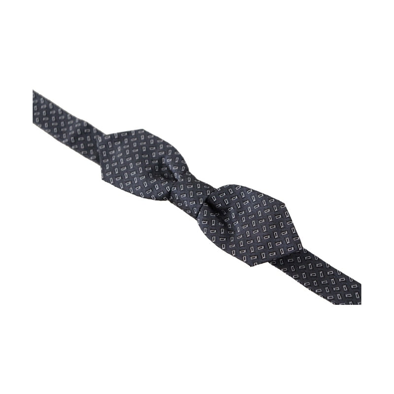 Dolce & Gabbana Blue Gray Polka Dot 100% Silk Neck Papillon Tie