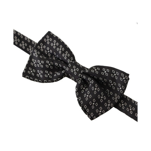 Dolce & Gabbana Black White Polka Dot 100% Silk Neck Papillon Tie