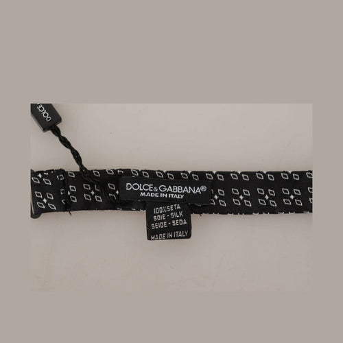 Dolce & Gabbana Black White Polka Dot 100% Silk Neck Papillon Tie