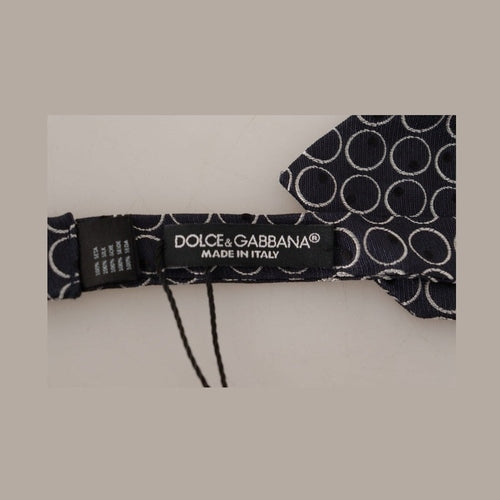 Dolce & Gabbana Black White Round 100% Silk Neck Papillon  Tie