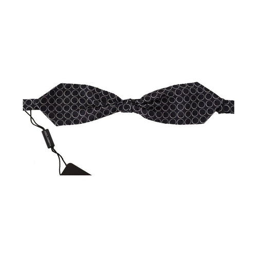 Dolce & Gabbana Black White Round 100% Silk Neck Papillon  Tie