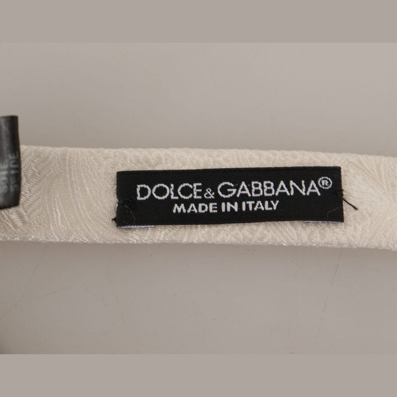 Dolce & Gabbana White 100% Silk Slim Adjustable Neck Papillon Tie