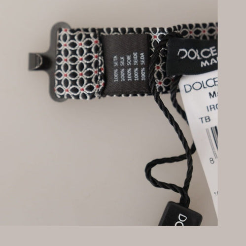 Dolce & Gabbana Black White Flower Pattern Silk Neck Papillon Tie