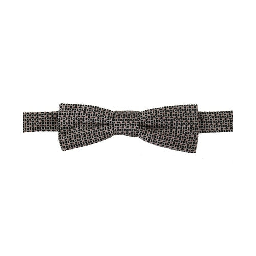 Dolce & Gabbana Black White Flower Pattern Silk Neck Papillon Tie