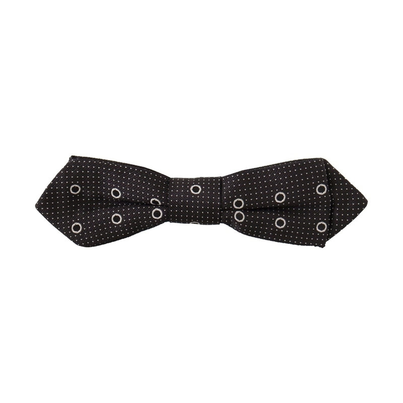 Dolce & Gabbana Black White Polka Dot 100% Silk Neck Papillon Tie
