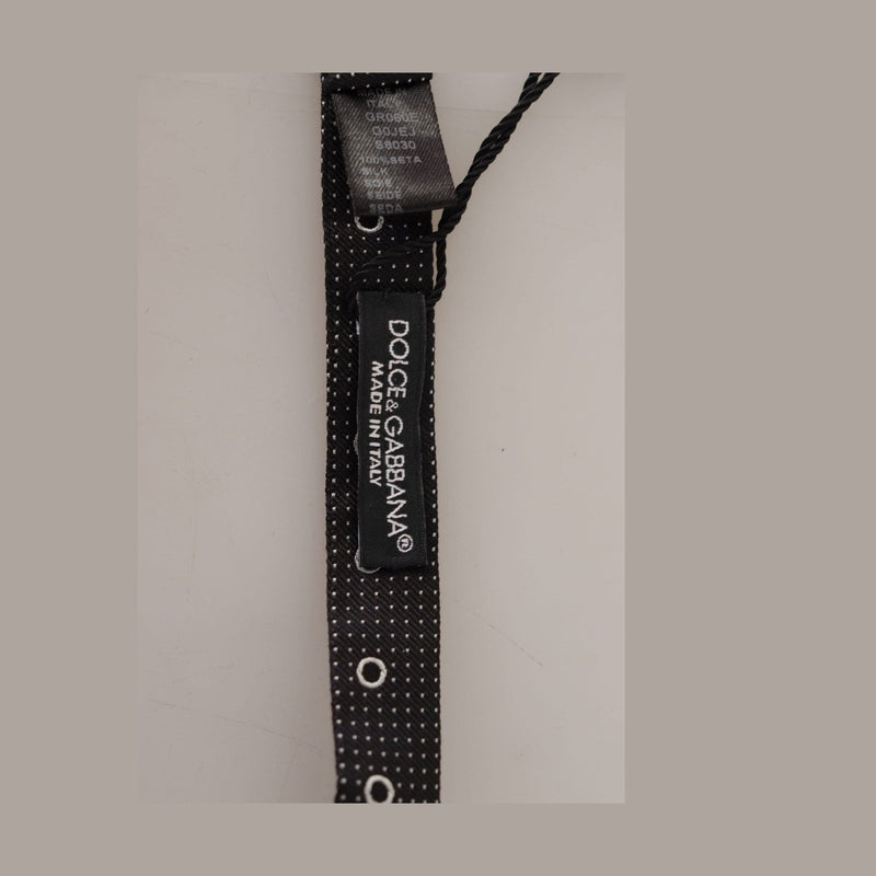 Dolce & Gabbana Black White Polka Dot 100% Silk Neck Papillon Tie