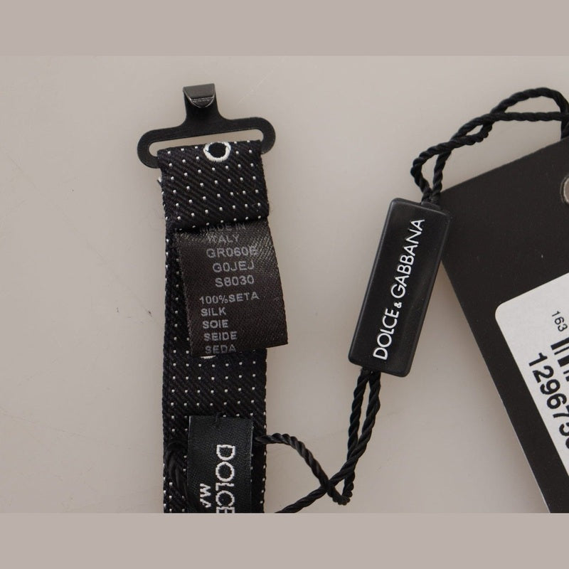 Dolce & Gabbana Black White Polka Dot 100% Silk Neck Papillon Tie