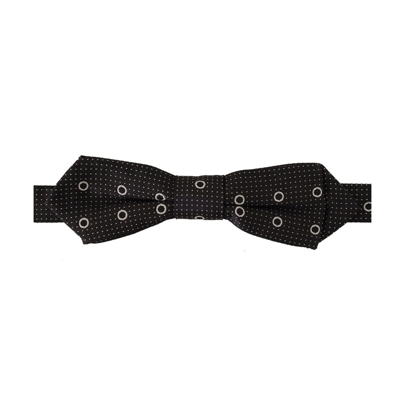 Dolce & Gabbana Black White Polka Dot 100% Silk Neck Papillon Tie