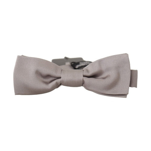 Dolce & Gabbana Silver 100% Silk Slim Adjustable Neck Papillon Tie