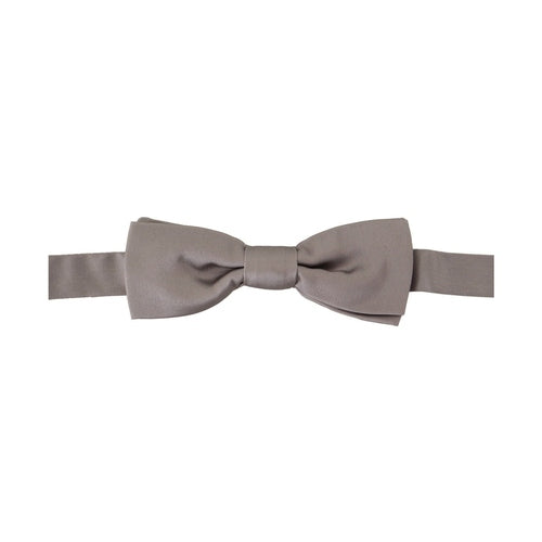 Dolce & Gabbana Silver 100% Silk Slim Adjustable Neck Papillon Tie