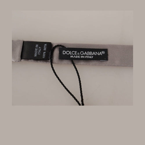 Dolce & Gabbana Silver 100% Silk Slim Adjustable Neck Papillon Tie