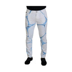 Dolce & Gabbana White Blue Denim Cotton Jeans Stretch Skinny Fit Pant