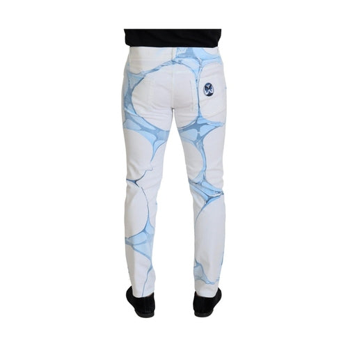 Dolce & Gabbana White Blue Denim Cotton Jeans Stretch Skinny Fit Pant