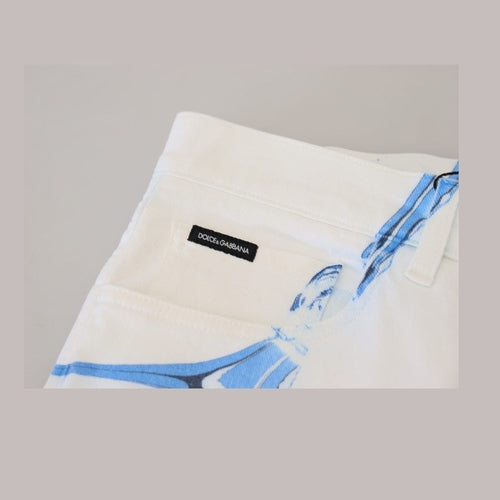 Dolce & Gabbana White Blue Denim Cotton Jeans Stretch Skinny Fit Pant
