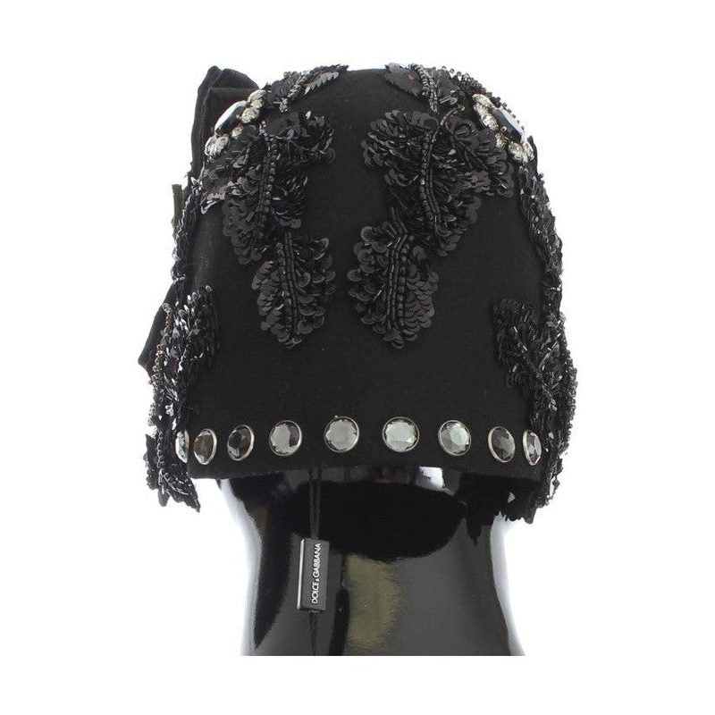 Dolce & Gabbana Black Crystal Gold Cherries Brooch Hat