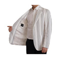Dolce & Gabbana White Stripes Cotton Single Breasted Blazer