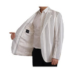 Dolce & Gabbana White Stripes Cotton Single Breasted Blazer