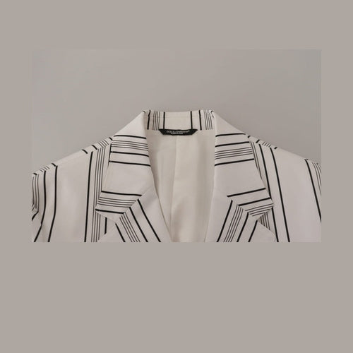 Dolce & Gabbana White Stripes Cotton Single Breasted Blazer