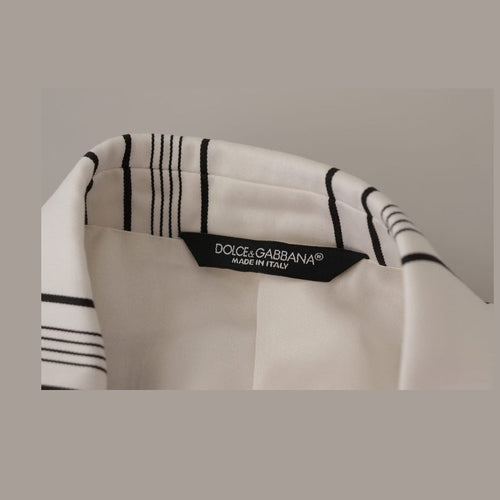 Dolce & Gabbana White Stripes Cotton Single Breasted Blazer