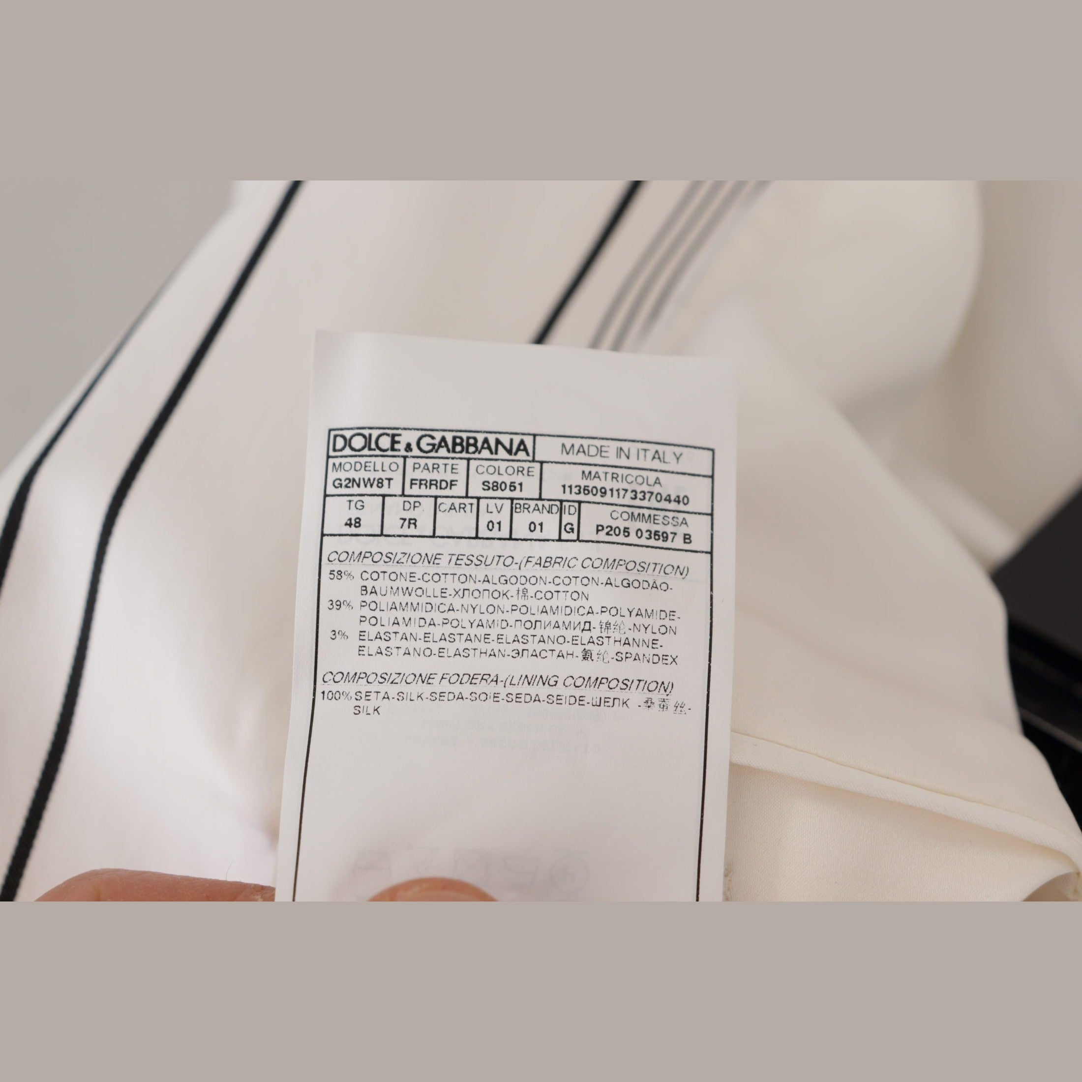 Dolce & Gabbana White Stripes Cotton Single Breasted Blazer