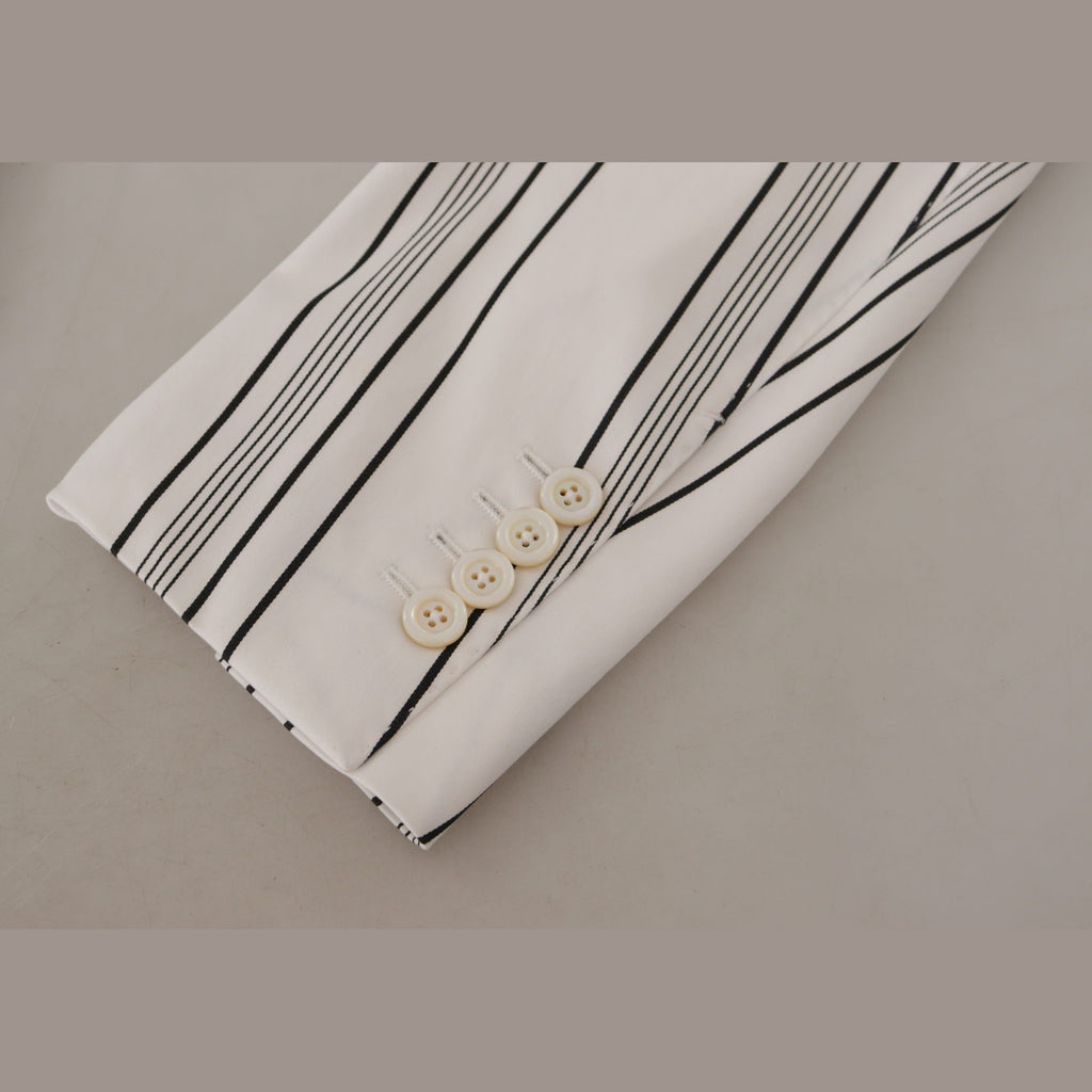 Dolce & Gabbana White Stripes Cotton Single Breasted Blazer