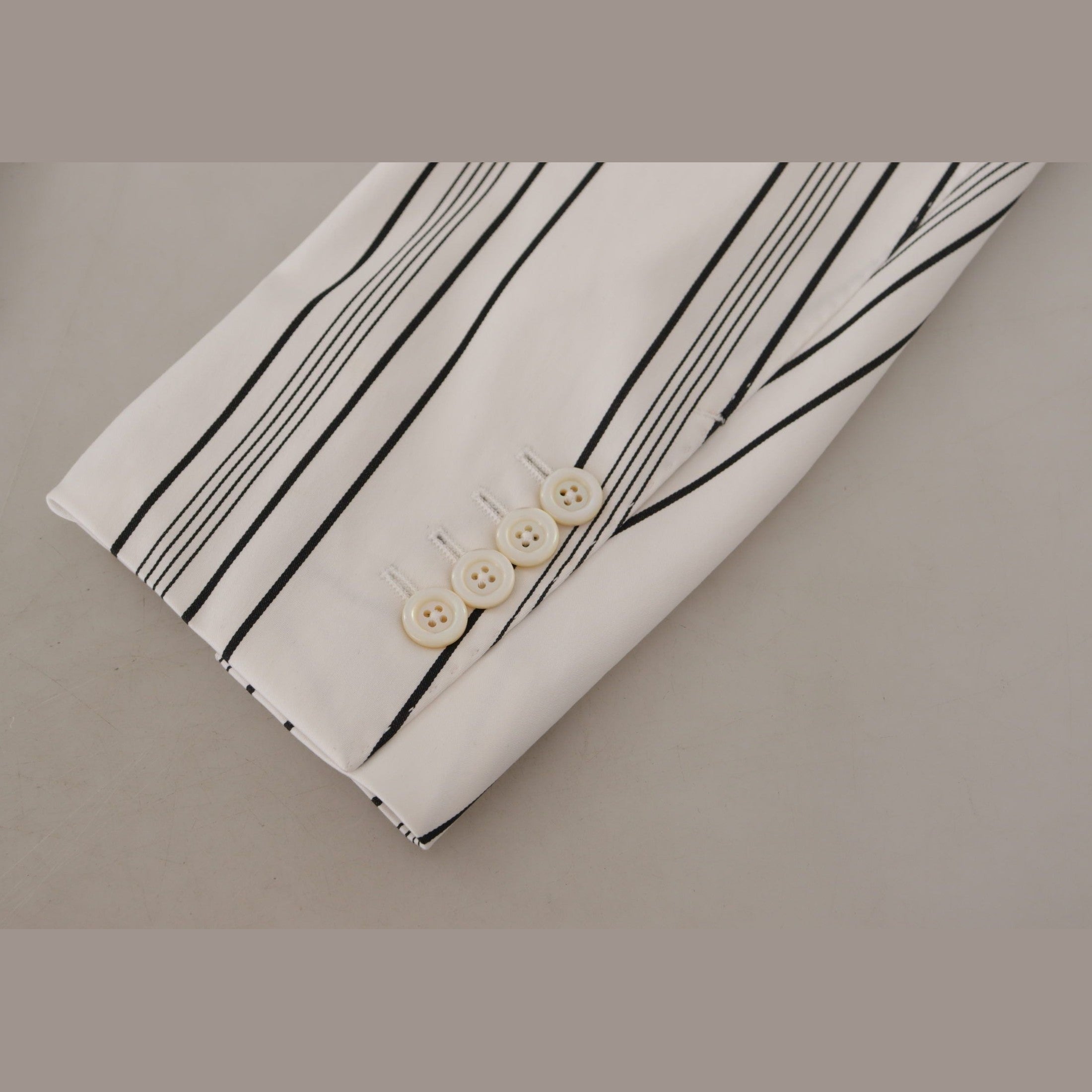 Dolce & Gabbana White Stripes Cotton Single Breasted Blazer