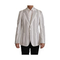 Dolce & Gabbana White Stripes Cotton Single Breasted Blazer