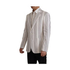Dolce & Gabbana White Stripes Cotton Single Breasted Blazer
