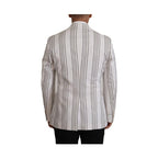 Dolce & Gabbana White Stripes Cotton Single Breasted Blazer