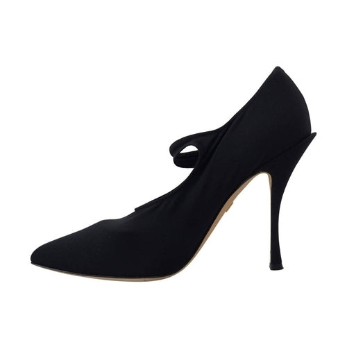 Dolce & Gabbana Black Socks Stretch Crystal Pumps Shoes
