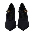 Dolce & Gabbana Black Socks Stretch Crystal Pumps Shoes