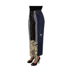 Dolce & Gabbana Multicolor Patchwork DG Fashion Wide Leg Denim Pant