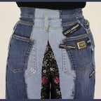 Dolce & Gabbana Multicolor Patchwork DG Fashion Wide Leg Denim Pant
