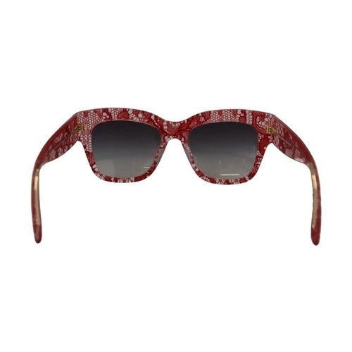 Dolce & Gabbana Red Lace Acetate Rectangle Shades  DG4231F  Sunglasses