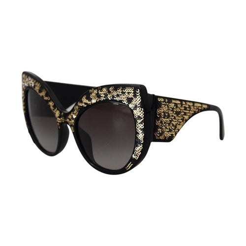 Dolce & Gabbana Black Gold Sequin Butterfly Polarized DG4326 Sunglasses