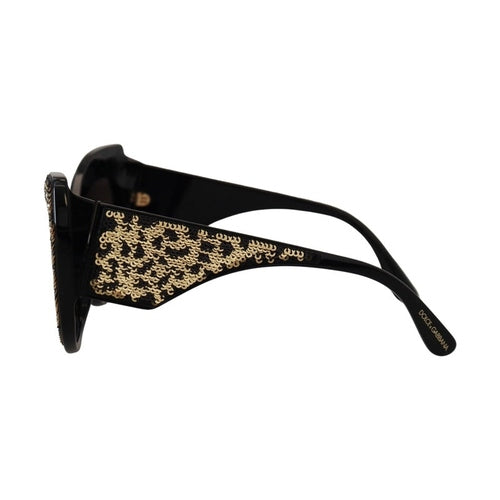 Dolce & Gabbana Black Gold Sequin Butterfly Polarized DG4326 Sunglasses