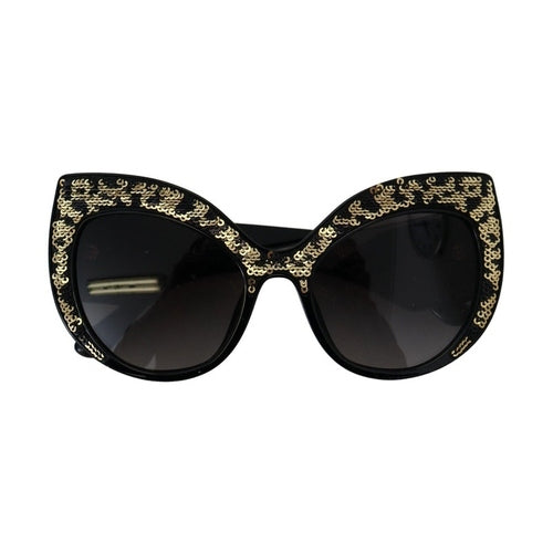Dolce & Gabbana Black Gold Sequin Butterfly Polarized DG4326 Sunglasses