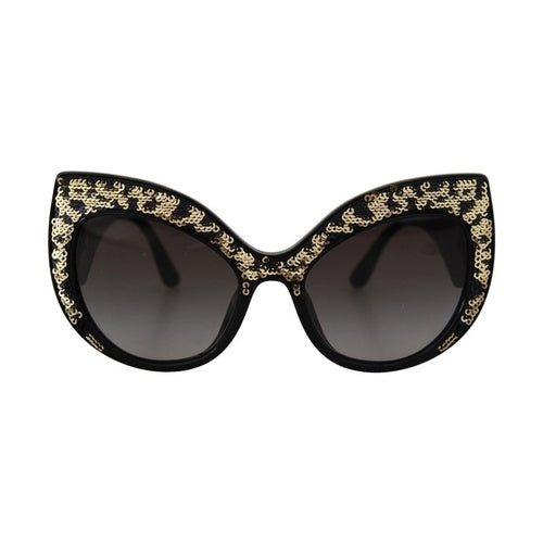 Dolce & Gabbana Black Gold Sequin Butterfly Polarized DG4326 Sunglasses