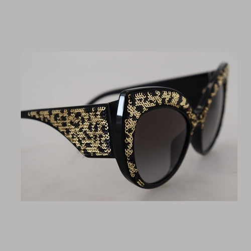 Dolce & Gabbana Black Gold Sequin Butterfly Polarized DG4326 Sunglasses