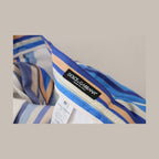 Dolce & Gabbana Blue Striped Silk Cotton Slim Trousers Pants