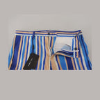 Dolce & Gabbana Blue Striped Silk Cotton Slim Trousers Pants